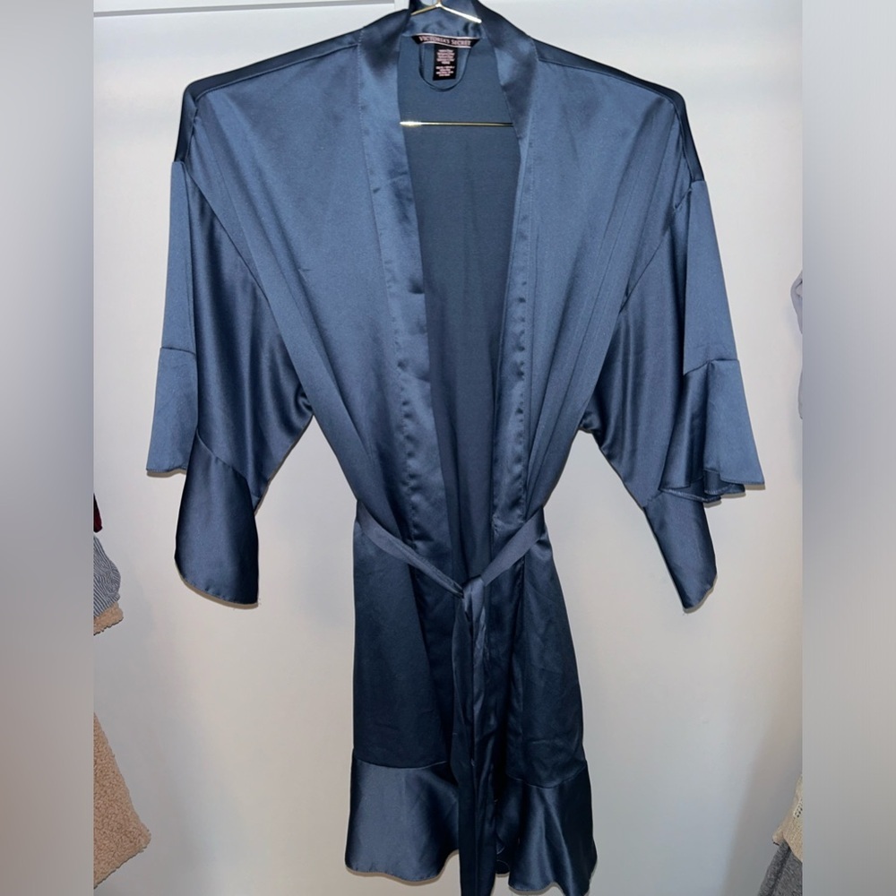 Silky Blue Kimono Robe